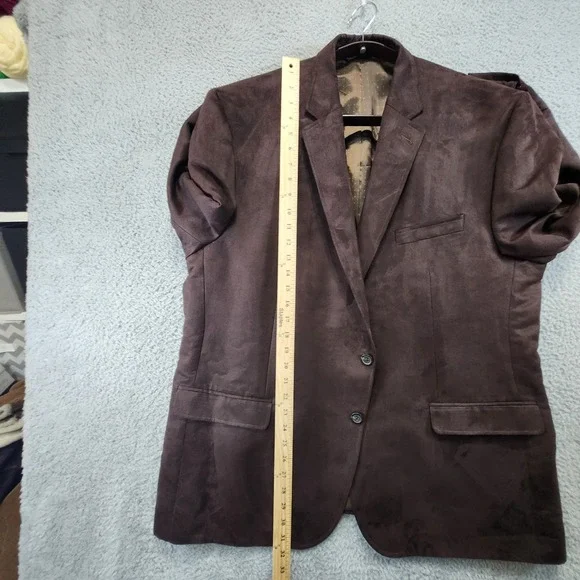 Chaps Sport Coat Blazer Mens Size 50R Brown Faux Suede‎ Formal Pockets Office - Picture 3 of 12